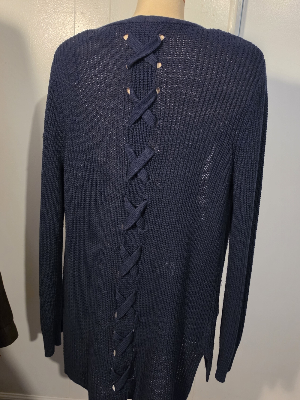 Classic Navy Open-Front Ribbed Cardigan - Picture 2 of 3